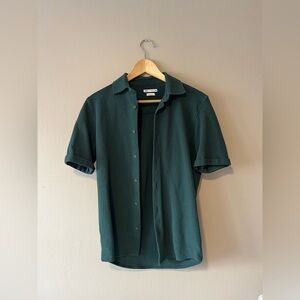 Zara Men's Dark Green Casual Button Down Shirt